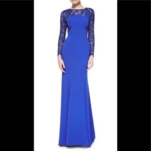 ML Monique Lhullier Long-sleeve Lace Illusion Gown